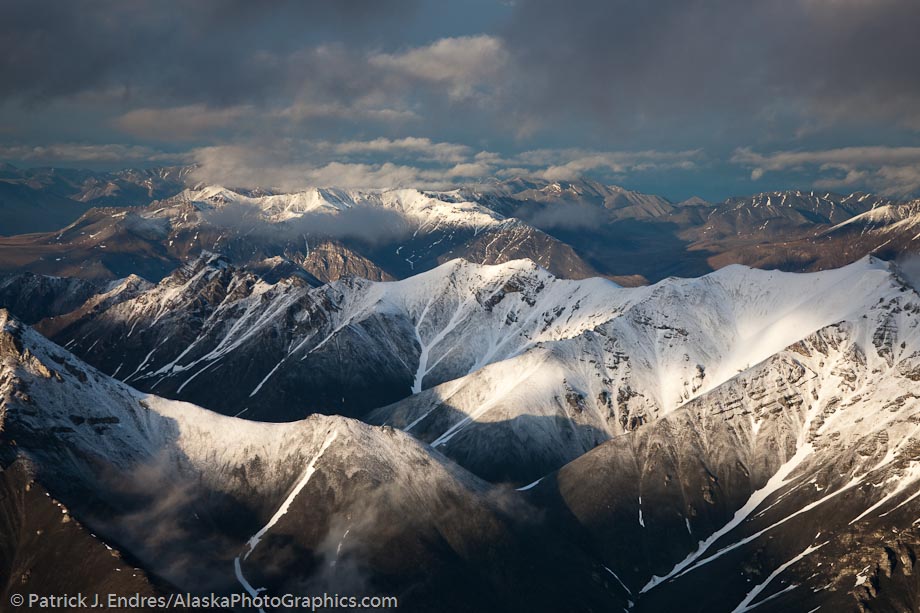 Aerial of the Brooks range mountains, Arctic National Wildlife Refuge, Alaska.