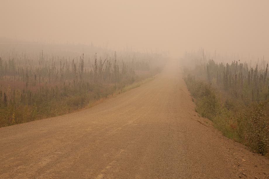 Forest fire smoke along the James Dalton Highway