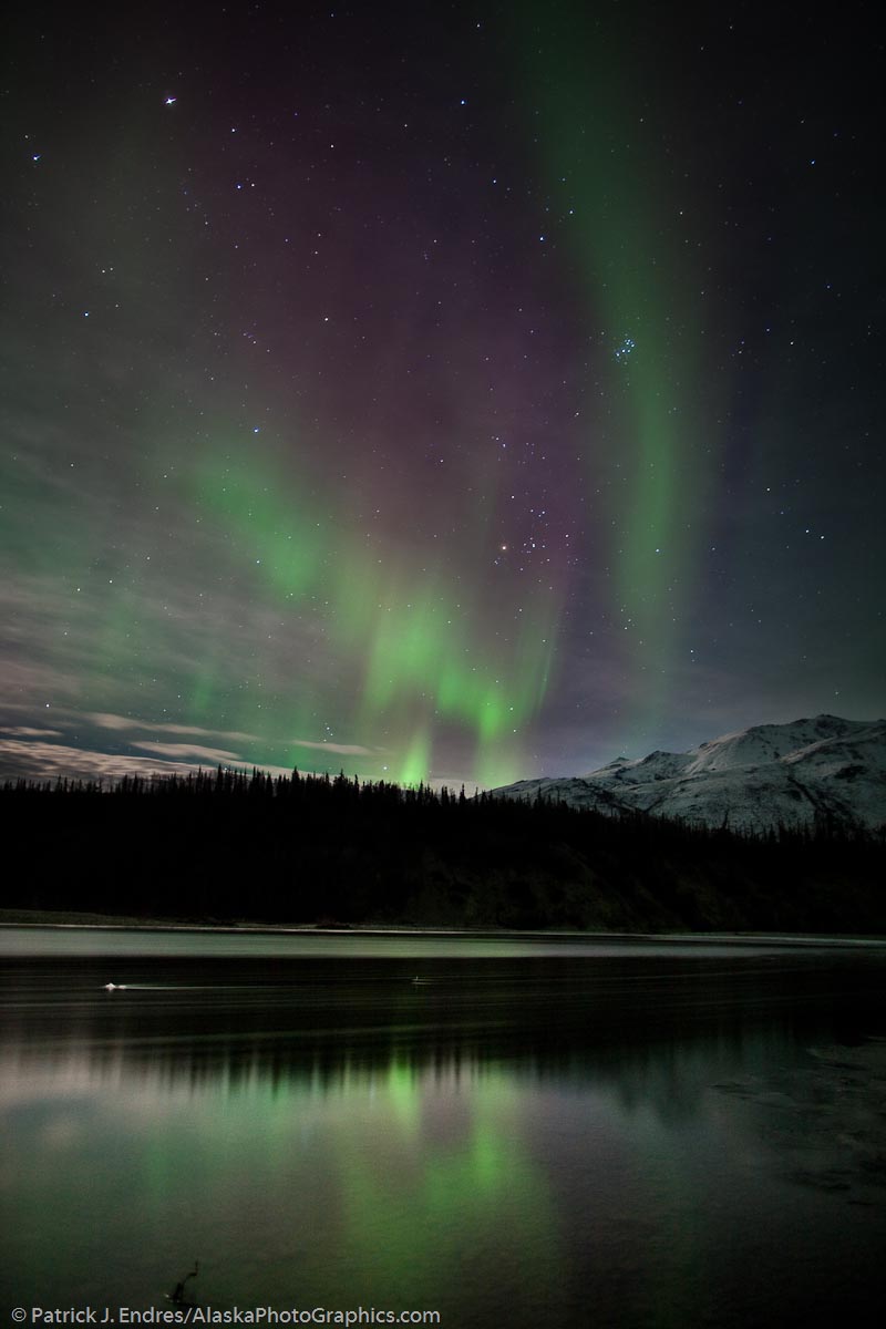 Aurora reflection in the Koyukuk river, arctic, Alaska. Canon 1Ds Mark III, 24mm 1.4L, 15 sec @ f/1.4, ISO 800.