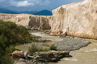 Ukak river, Valley of 10,000 smokes, Katmai National Park, Alaska. Ash landscape from the 1912 Novarupta volcano eruption.