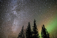 Aurora borealis and the milky way galaxy, Wiseman, Alaska.