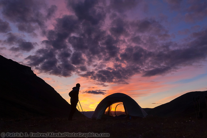 Morning sunrise at high alpine tundra campsite in Gates of the Arctic National park, Alaska. (Patrick J. Endres / AlaskaPhotoGraphics.com)