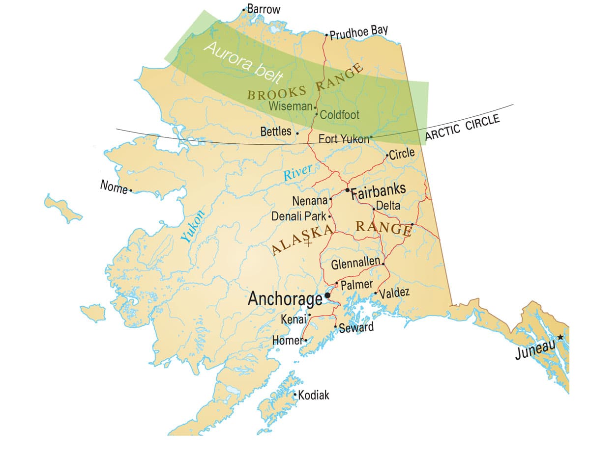 Map of Alaska: How to photograph the northern lights