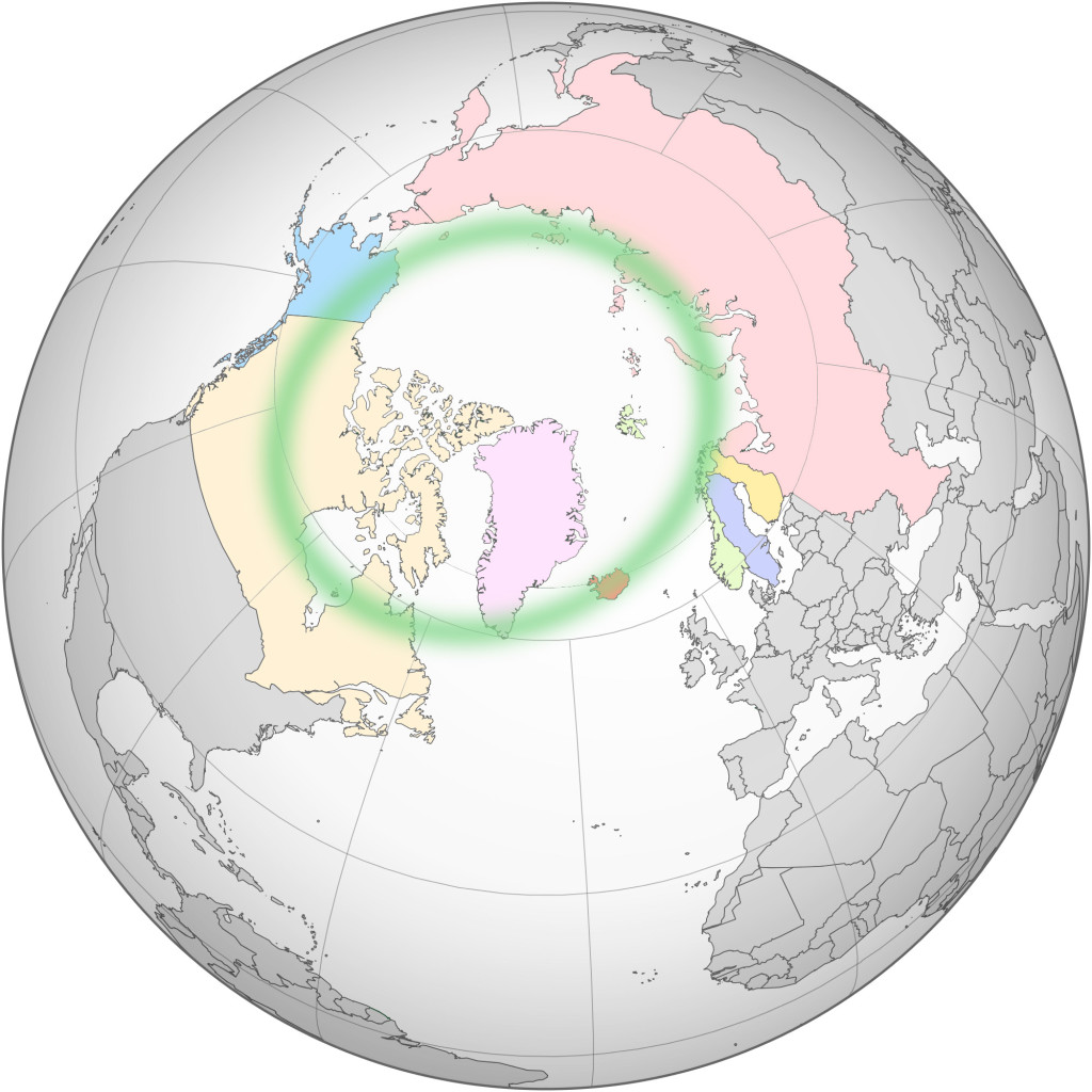 The aurora oval is defined by the green band.