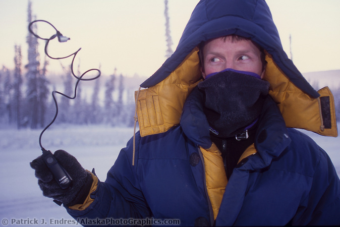 Minus 40 below zero, freezes remote plastic cord for camera, Fairbanks, Alaska. (Patrick J. Endres / AlaskaPhotoGraphics.com)