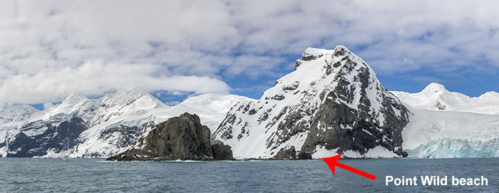 The beach where the men from the Endurance Expedition survived on Elephant Island.