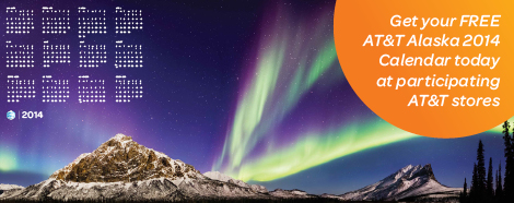 2014 AT&T Calendar, Aurora borealis over the mountains of the Central Brooks Range, Alaska.