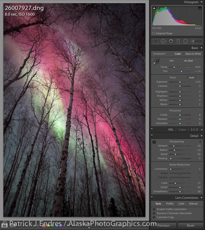 Histogram and initial RAW capture