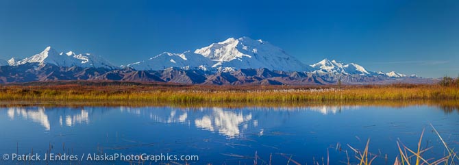 Denali and a tundra pond.