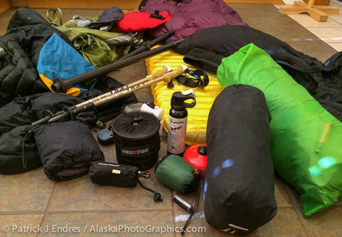 Preliminary packing for an Arctic pack rafting trip.
