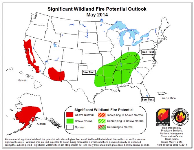 Wildland fire potential outlook for May, 2014. 