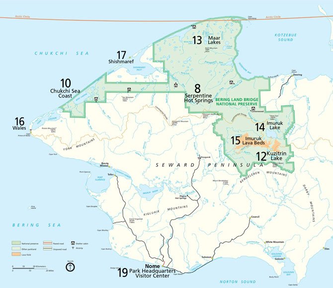 Map of the Bering Land Bridge National Preserve. Courtesy of NPS.