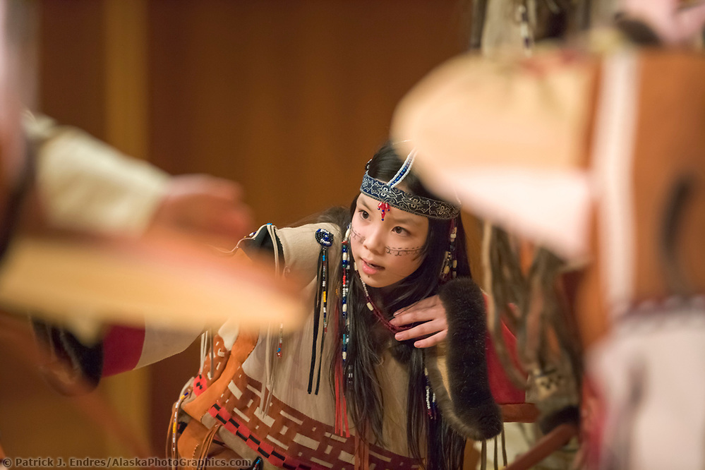 Festival of Native Arts, Aleutian Region School District Unangax Dancers, Native dance and art celebration in Fairbanks, Alaska (Patrick J. Endres / AlaskaPhotoGraphics.com)